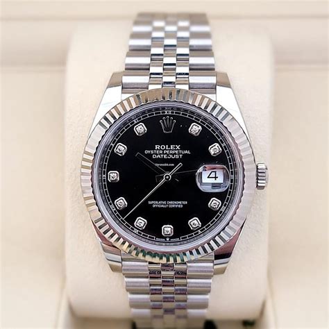 rolex datejust black diamond dial jubilee bracelet|rolex datejust 126300 41mm.